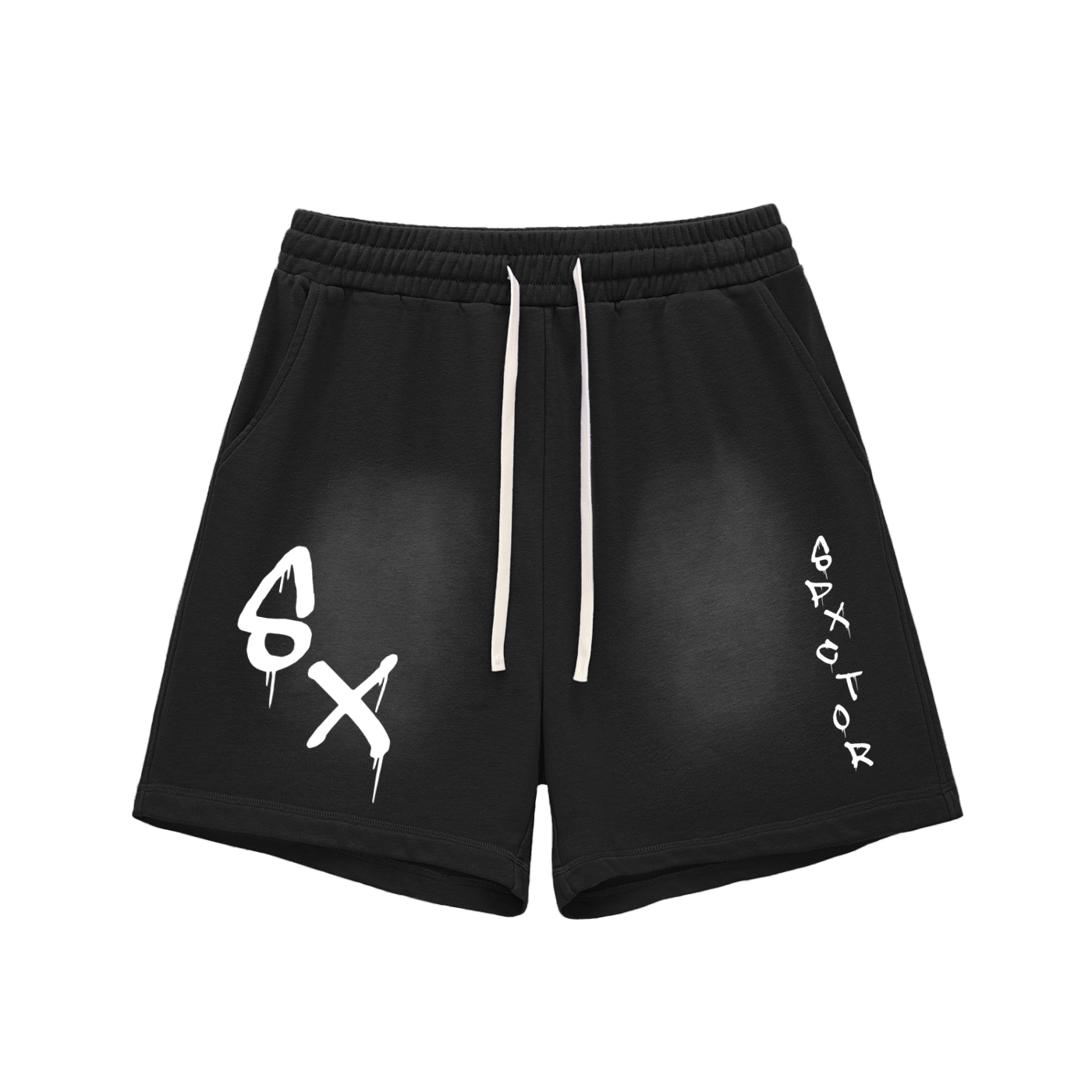 Spxctor midnight black Sun Fade Cotton Shorts