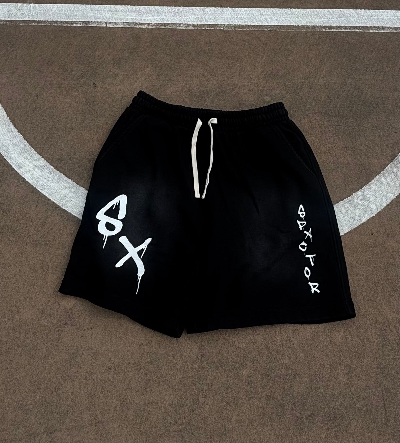 Spxctor midnight black Sun Fade Cotton Shorts